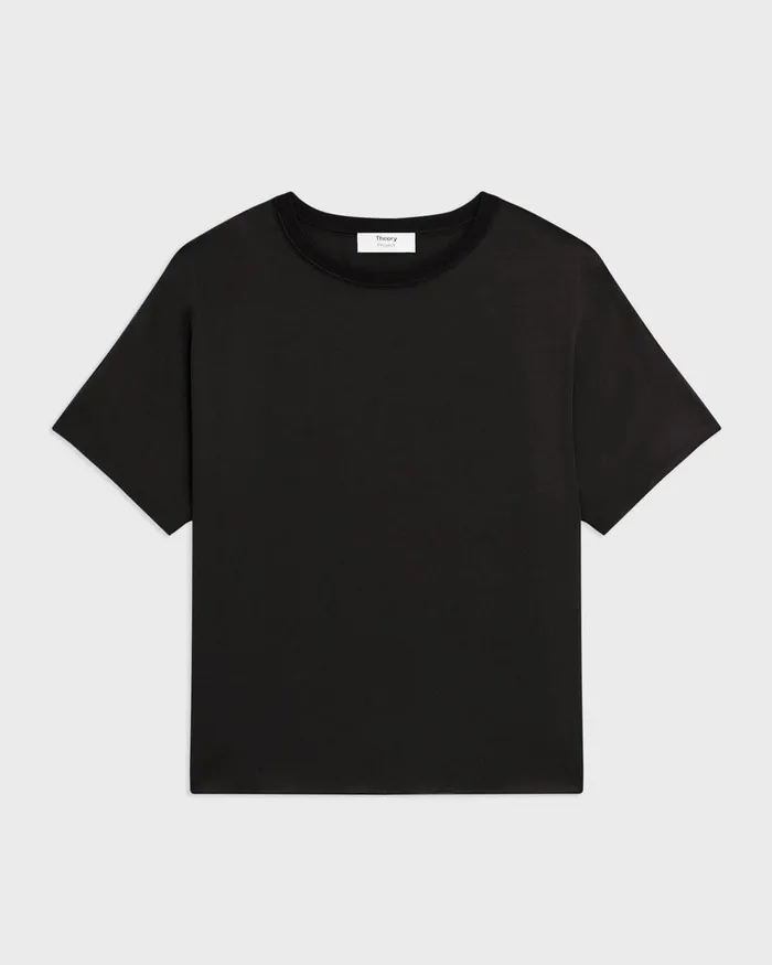 Women Tops Theory Dolman Sleeve Tee In Recycled Satin Black