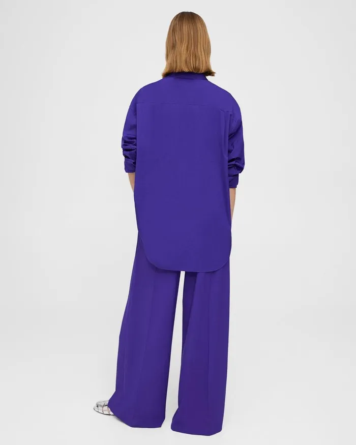 Women Tops Theory Oversized Shirt In Cotton Blue Iris