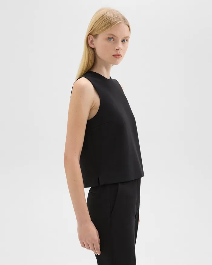 Women Tops Theory Sleeveless Crewneck Top In Admiral Crepe Black