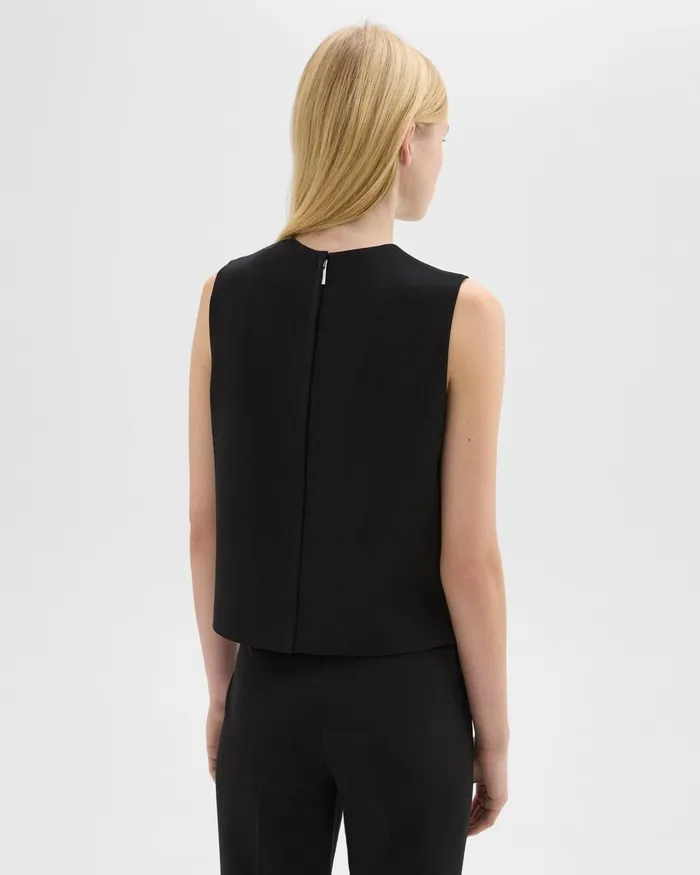 Women Tops Theory Sleeveless Crewneck Top In Admiral Crepe Black