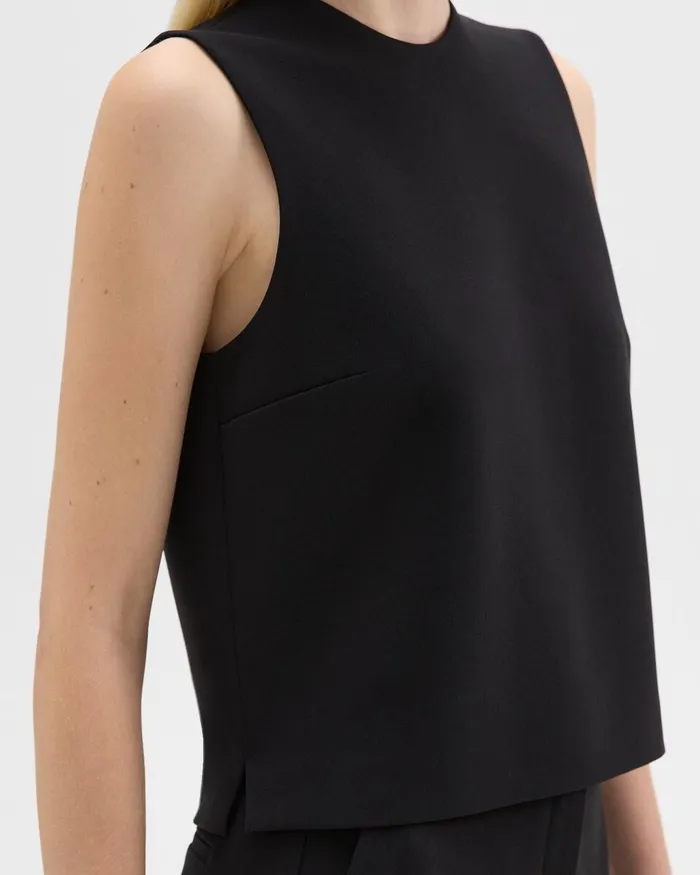Women Tops Theory Sleeveless Crewneck Top In Admiral Crepe Black