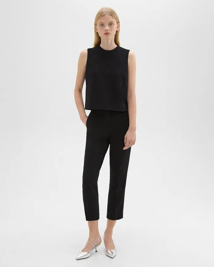 Women Tops Theory Sleeveless Crewneck Top In Admiral Crepe Black