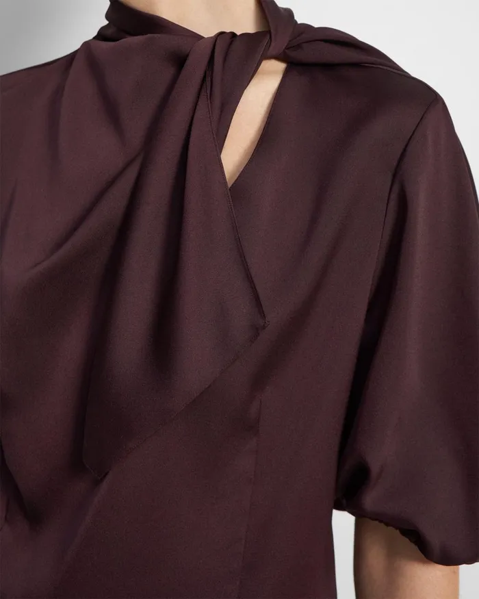 Women Tops Theory Twisted Scarf Top In Recycled Satin Merlot