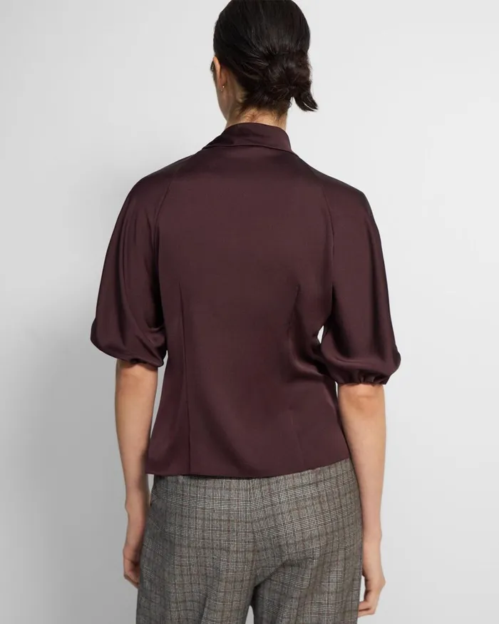 Women Tops Theory Twisted Scarf Top In Recycled Satin Merlot