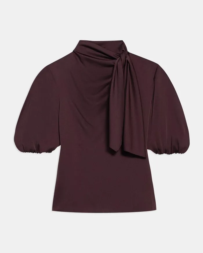 Women Tops Theory Twisted Scarf Top In Recycled Satin Merlot