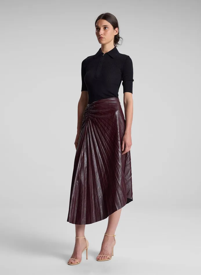 Women Tracy Textured Vegan Leather Skirt Cordovan ALC Bottoms