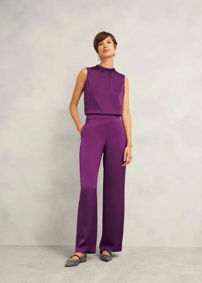 Women Trousers Hobbs Judith Satin Trousers Vibrant Purple