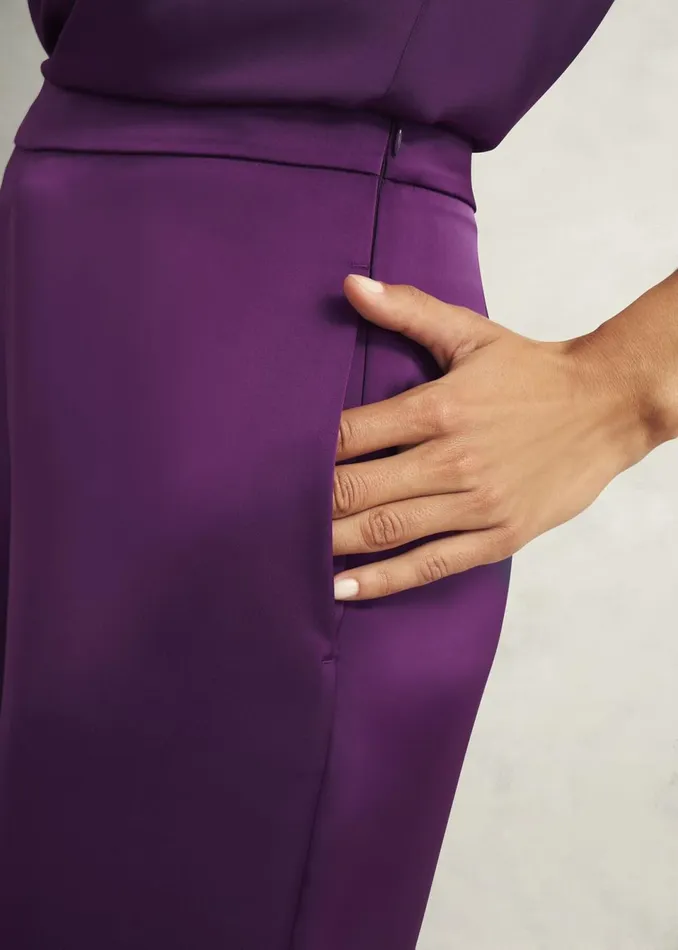 Women Trousers Hobbs Judith Satin Trousers Vibrant Purple