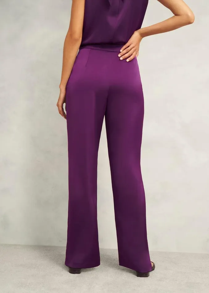 Women Trousers Hobbs Judith Satin Trousers Vibrant Purple