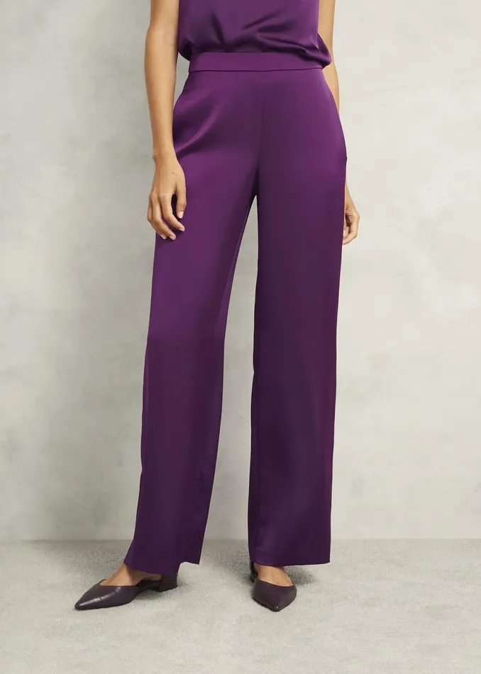 Women Trousers Hobbs Judith Satin Trousers Vibrant Purple