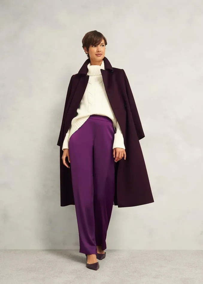 Women Trousers Hobbs Judith Satin Trousers Vibrant Purple