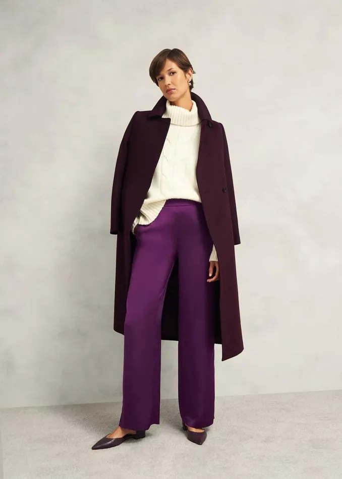 Women Trousers Hobbs Judith Satin Trousers Vibrant Purple
