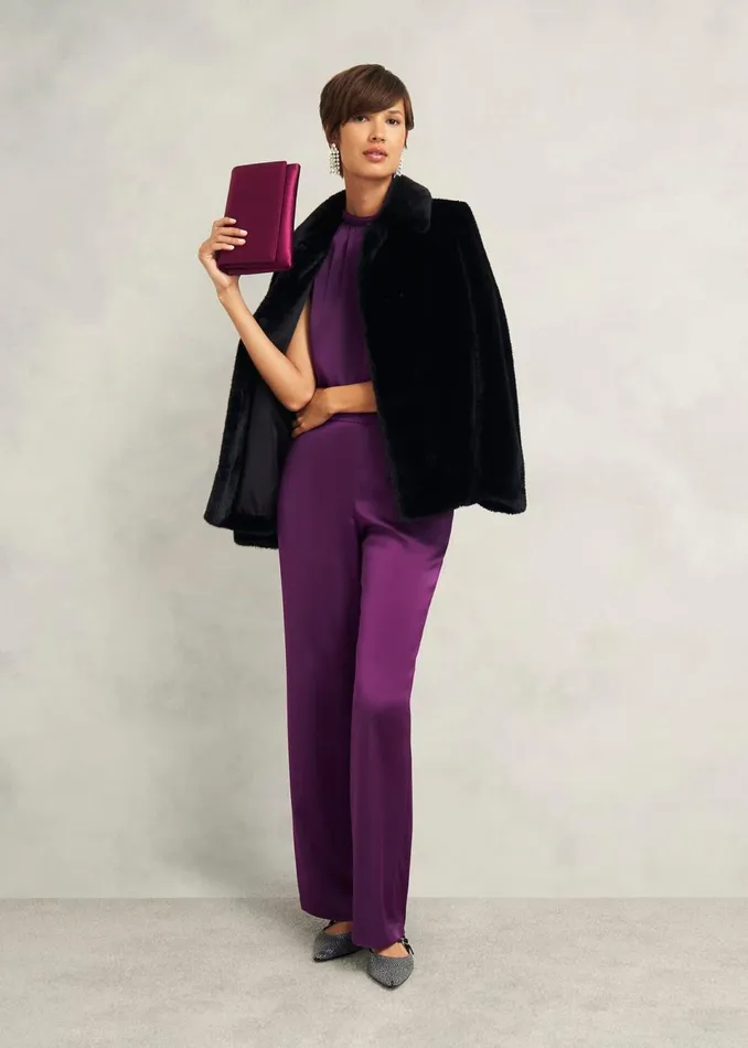 Women Trousers Hobbs Judith Satin Trousers Vibrant Purple