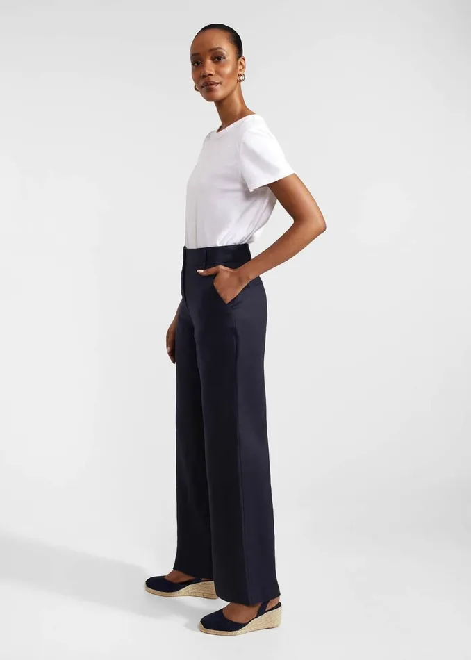 Women Trousers Hobbs Lynn Linen Trousers Navy
