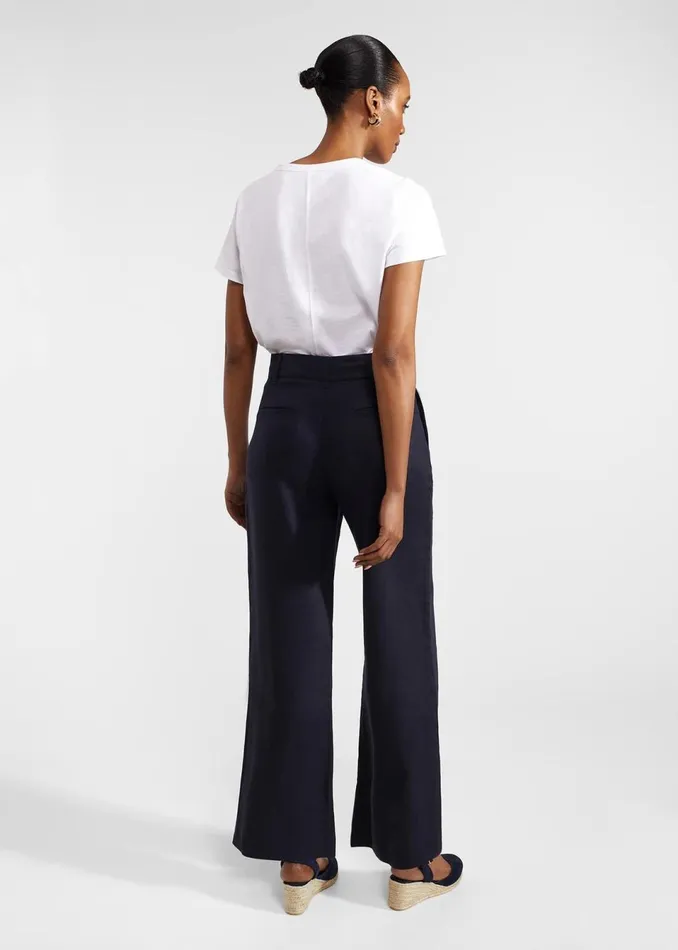 Women Trousers Hobbs Lynn Linen Trousers Navy