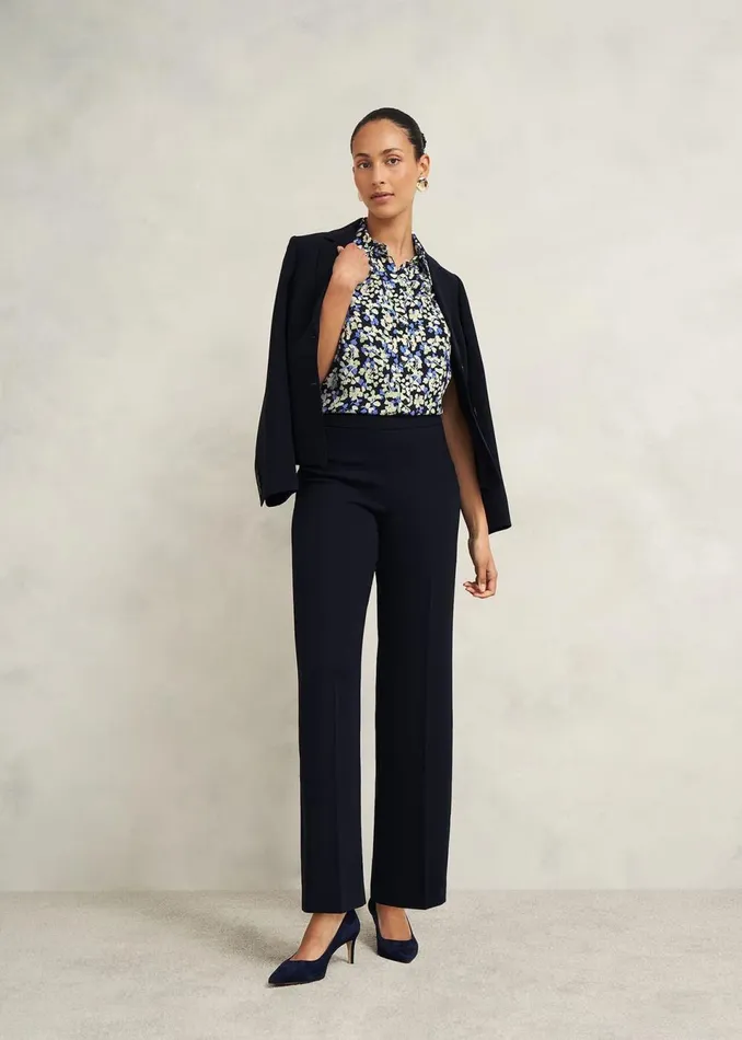 Women Trousers Hobbs Mel Wide Trousers Navy