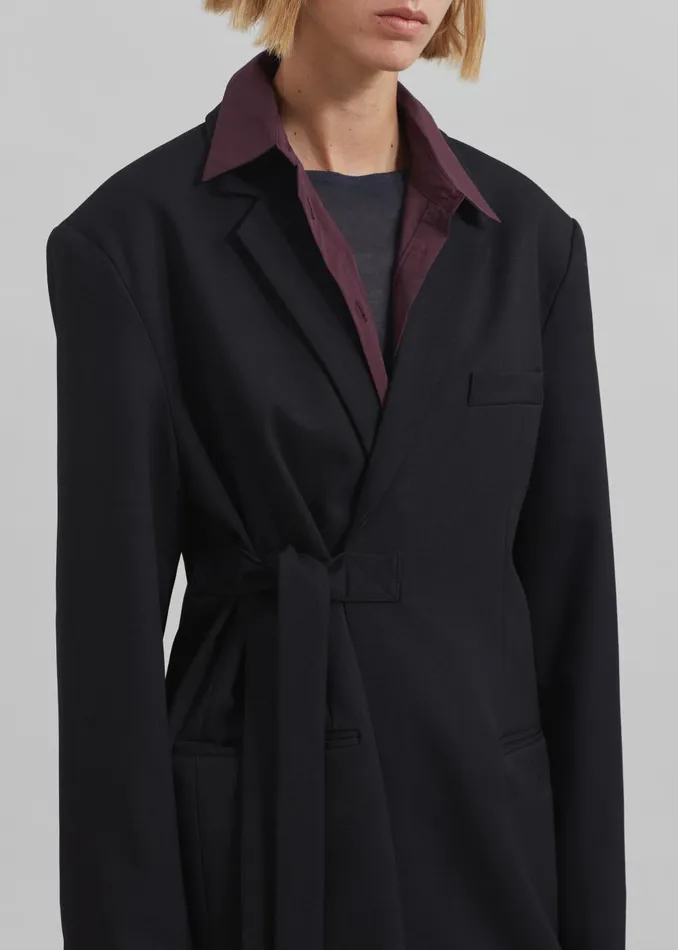 Women Whiteney Tie Up Blazer 8211 Black The Frankie Shop Outerwear