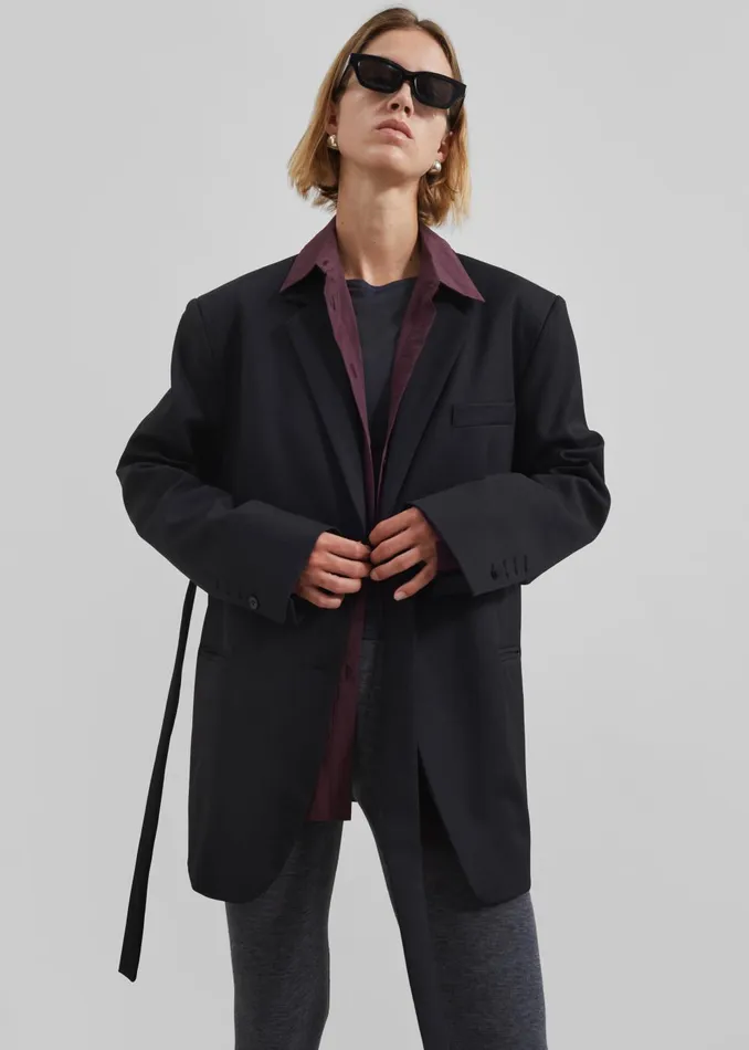 Women Whiteney Tie Up Blazer 8211 Black The Frankie Shop Outerwear