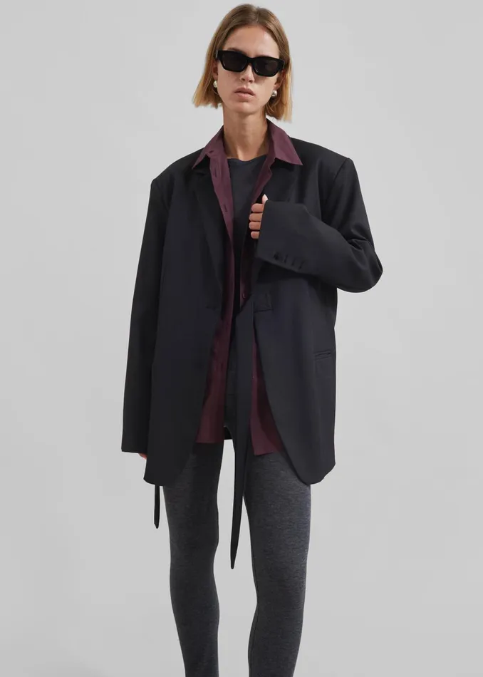 Women Whiteney Tie Up Blazer 8211 Black The Frankie Shop Outerwear