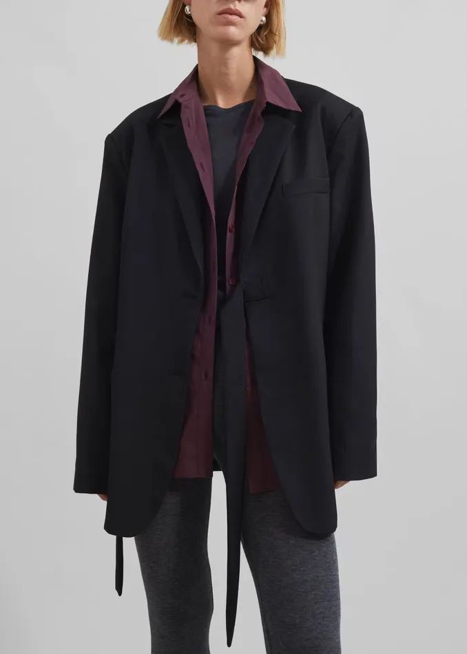 Women Whiteney Tie Up Blazer 8211 Black The Frankie Shop Outerwear