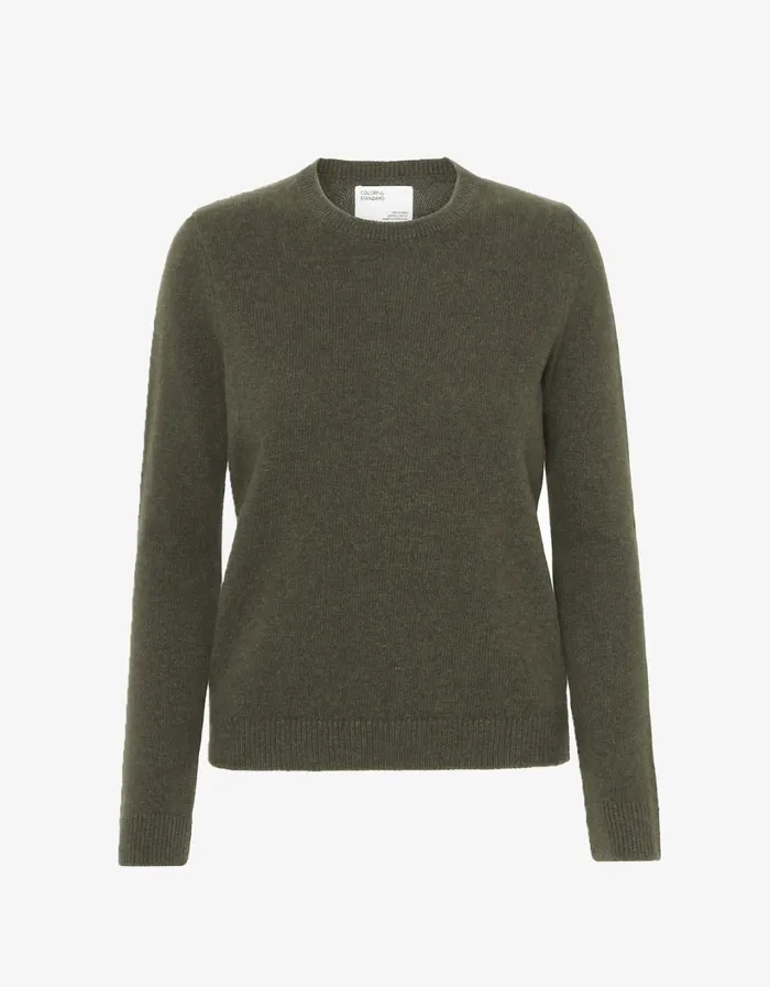 Women Women Classic Merino Wool Crew Dusty Olive Colorful Standard Knit Sweaters