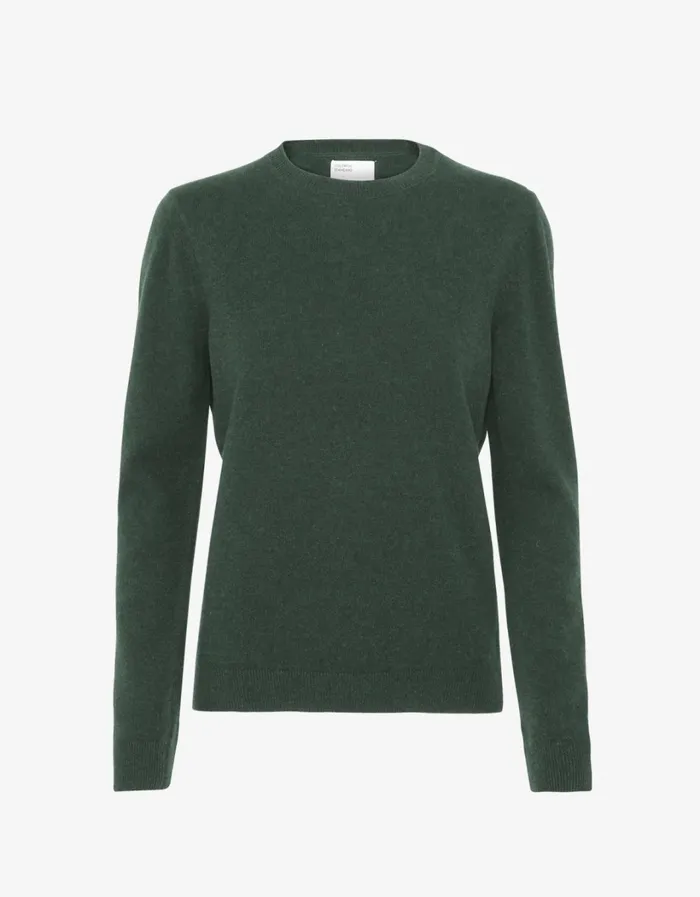 Women Women Light Merino Wool Crew Emerald Green Colorful Standard Knit Sweaters