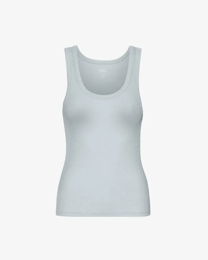 Women Women Organic Rib Tank Top Cloudy Grey Colorful Standard Tank Tops