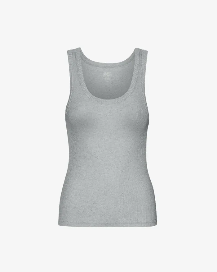 Women Women Organic Rib Tank Top Heather Grey Colorful Standard Tank Tops
