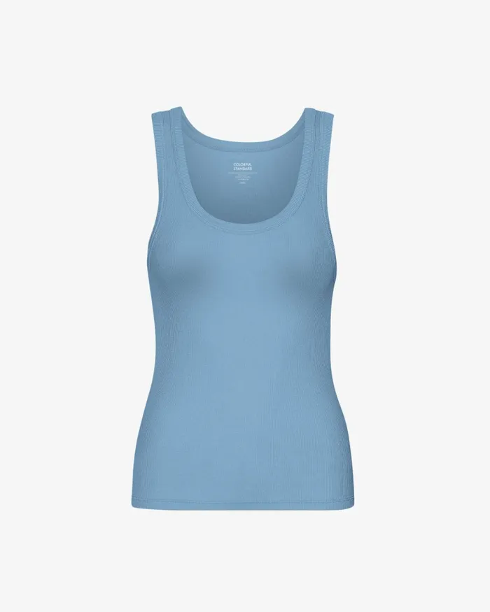 Women Women Organic Rib Tank Top Seaside Blue Colorful Standard Tank Tops