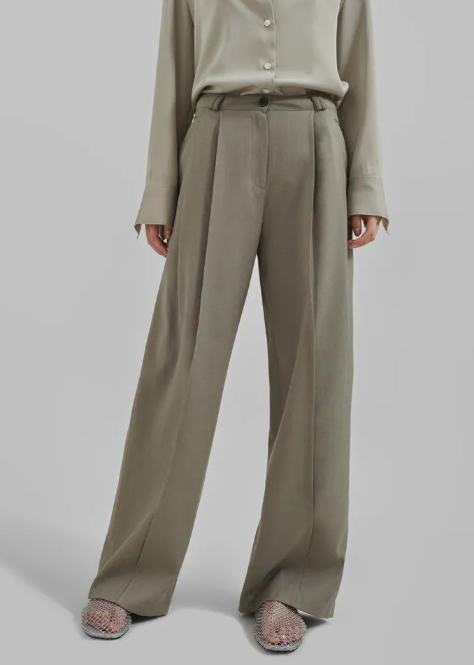 Women Xia Side Belt Trousers 8211 Khaki The Frankie Shop Bottoms