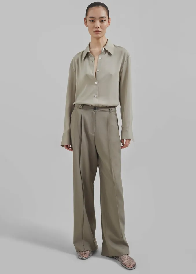 Women Xia Side Belt Trousers 8211 Khaki The Frankie Shop Bottoms
