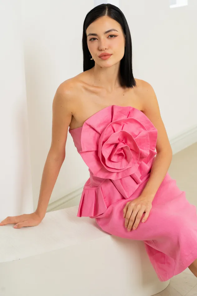 Women YUMI KIM Dresses RIO LINEN DRESS Pink Linen