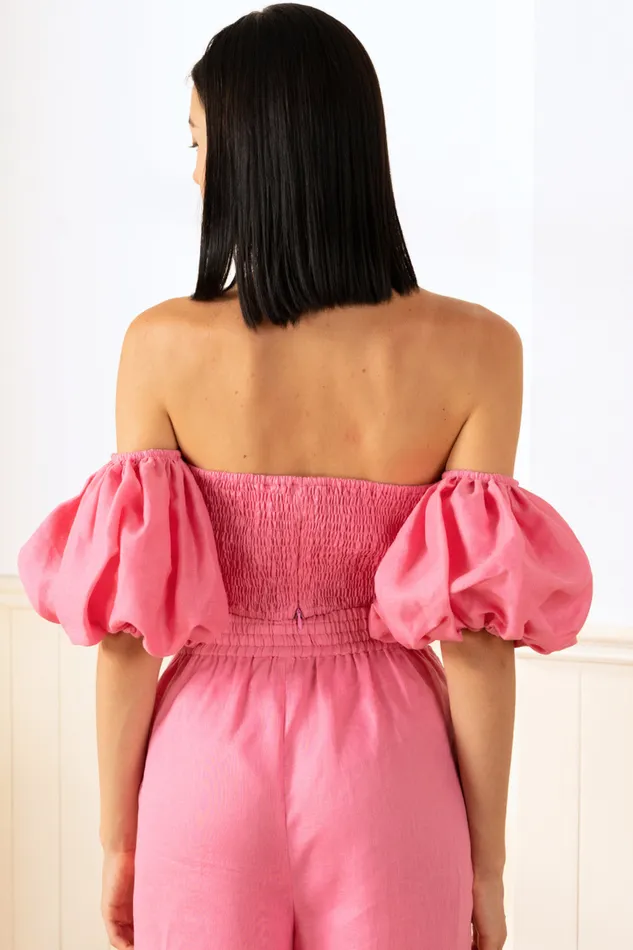 Women YUMI KIM Sets KEIRA TOP Pink Linen