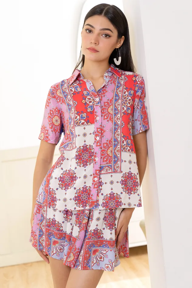 Women YUMI KIM Sets ROSEBUD SHORTS Crimson Paisley