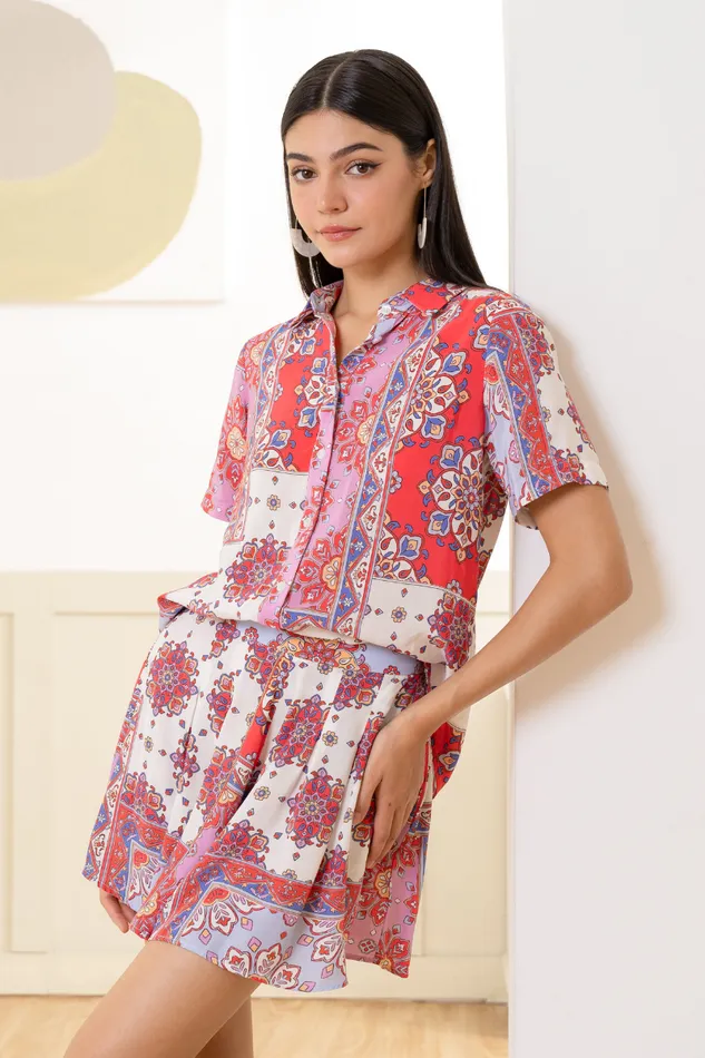Women YUMI KIM Sets ROSEBUD SHORTS Crimson Paisley