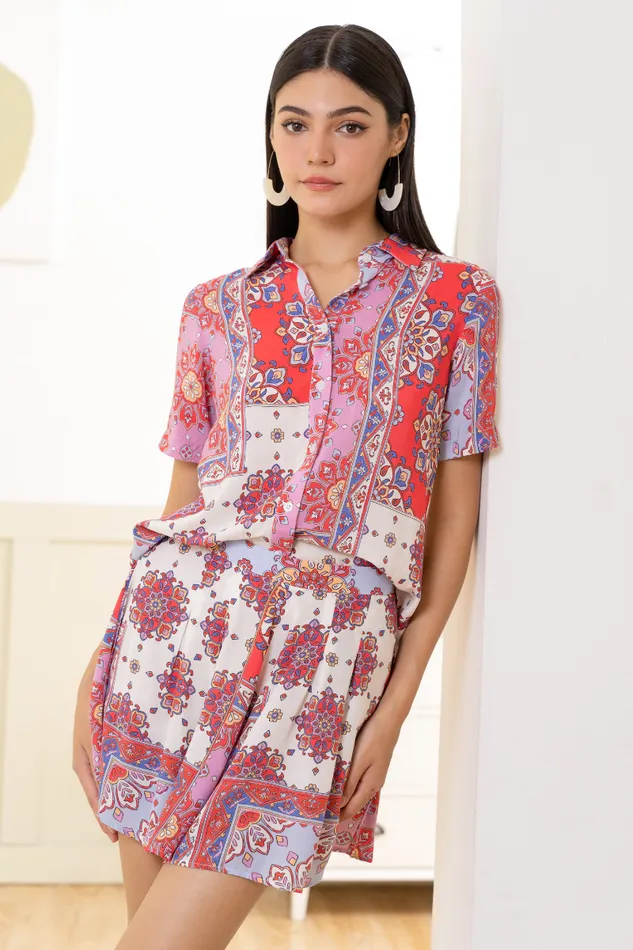 Women YUMI KIM Sets ROSEBUD SHORTS Crimson Paisley