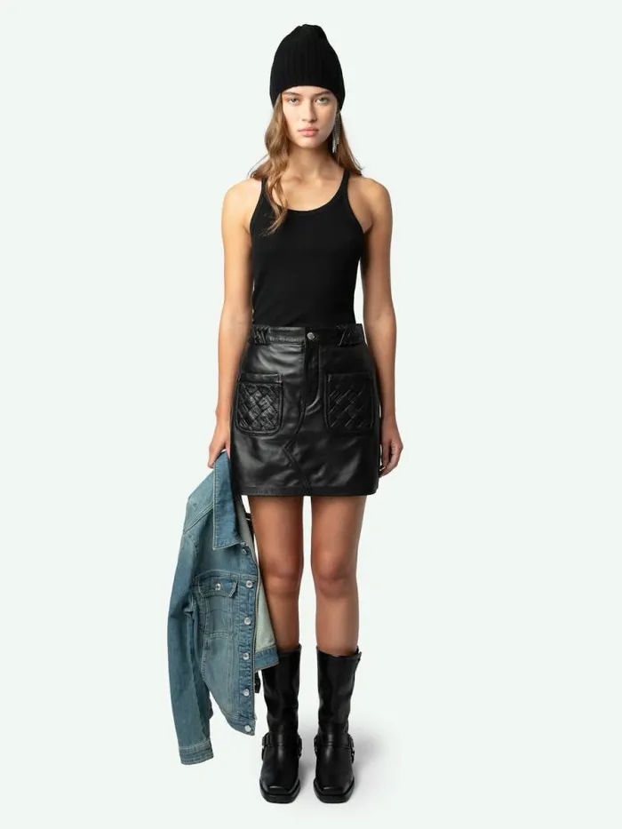 Women Zadig and Voltaire Dresses and Skirts Joana Leather Skirt Black