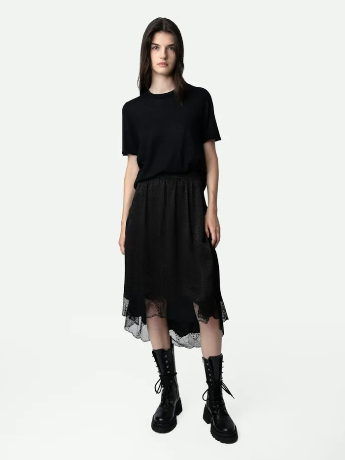 Women Zadig and Voltaire Dresses and Skirts Joslin Jacquard Skirt ZV 3D Black