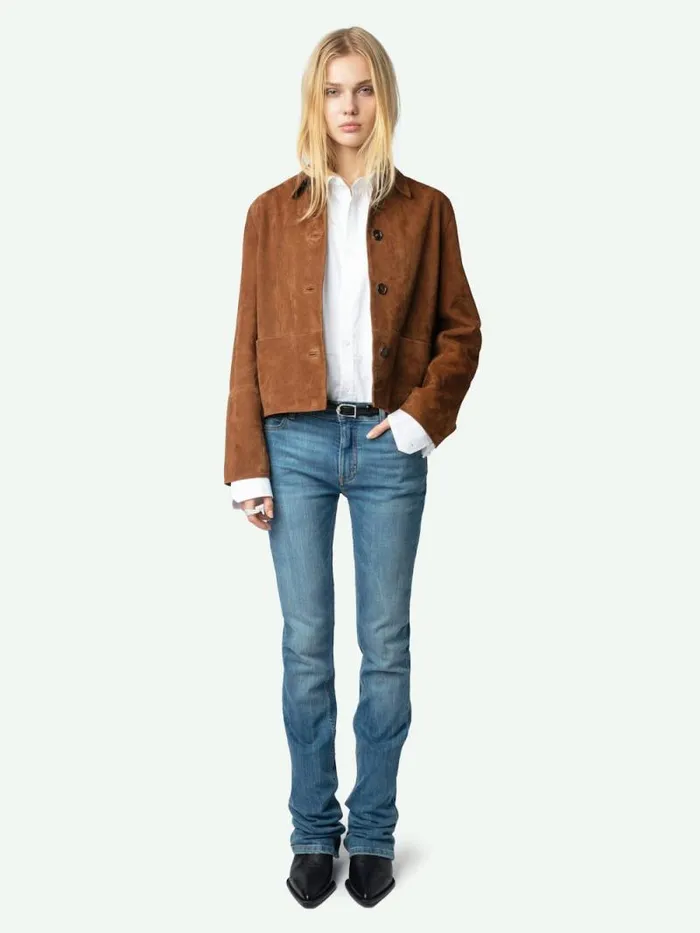 Women Zadig and Voltaire Jackets and Coats Lessa Suede Jacket Cognac
