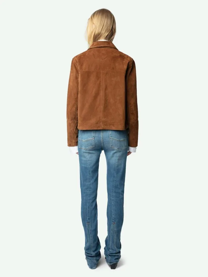 Women Zadig and Voltaire Jackets and Coats Lessa Suede Jacket Cognac