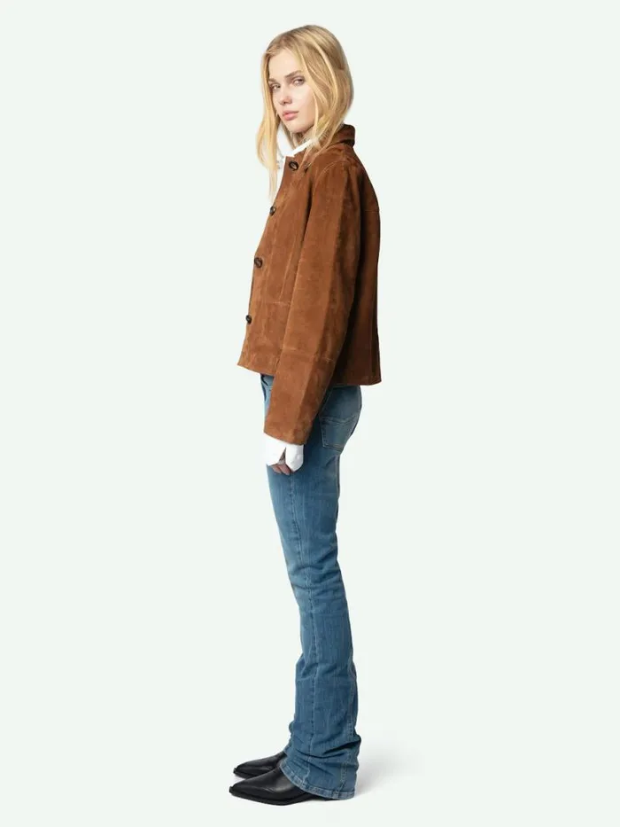 Women Zadig and Voltaire Jackets and Coats Lessa Suede Jacket Cognac