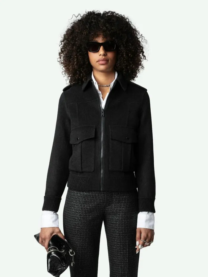 Women Zadig and Voltaire Jackets and Coats Luka Jacket Anthracite Women Zadig and Voltaire Jackets and Coats Luka Jacket Anthracite