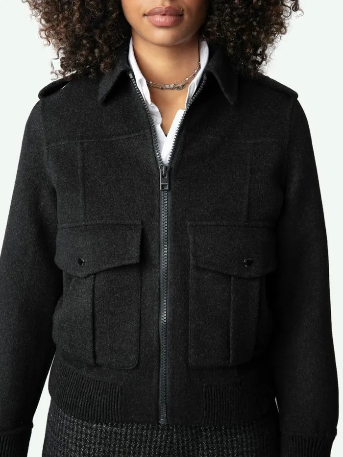 Women Zadig and Voltaire Jackets and Coats Luka Jacket Anthracite Women Zadig and Voltaire Jackets and Coats Luka Jacket Anthracite