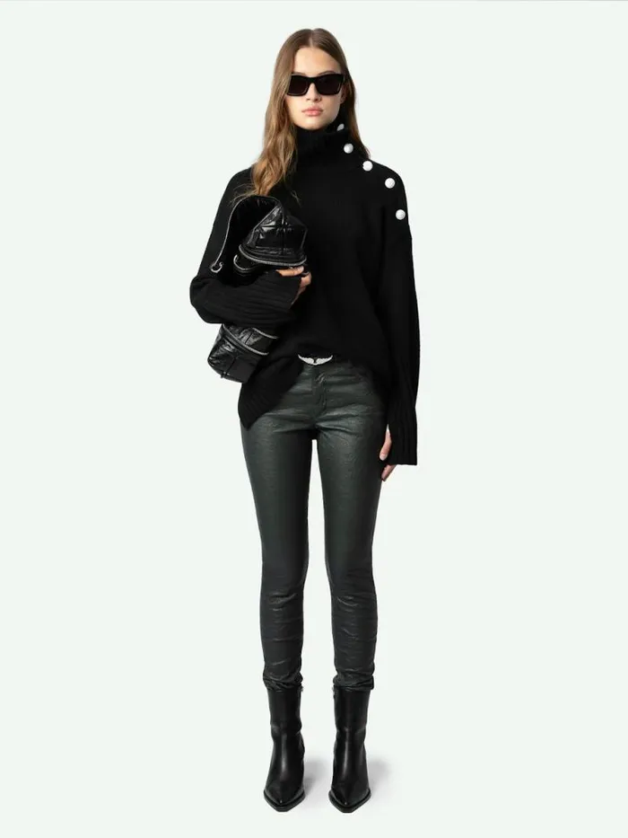 Women Zadig and Voltaire Pants and Shorts Phlame Crinkled Leather Pants Peaks