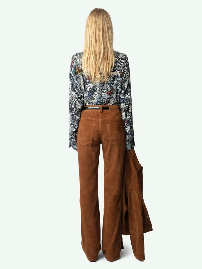 Women Zadig and Voltaire Pants and Shorts Pistol Suede Pants Cognac Women Zadig and Voltaire Pants and Shorts Pistol Suede Pants Cognac