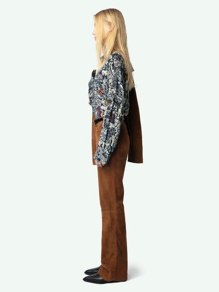 Women Zadig and Voltaire Pants and Shorts Pistol Suede Pants Cognac Women Zadig and Voltaire Pants and Shorts Pistol Suede Pants Cognac