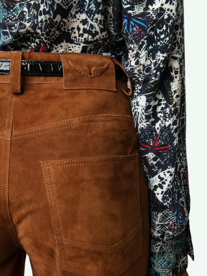 Women Zadig and Voltaire Pants and Shorts Pistol Suede Pants Cognac Women Zadig and Voltaire Pants and Shorts Pistol Suede Pants Cognac