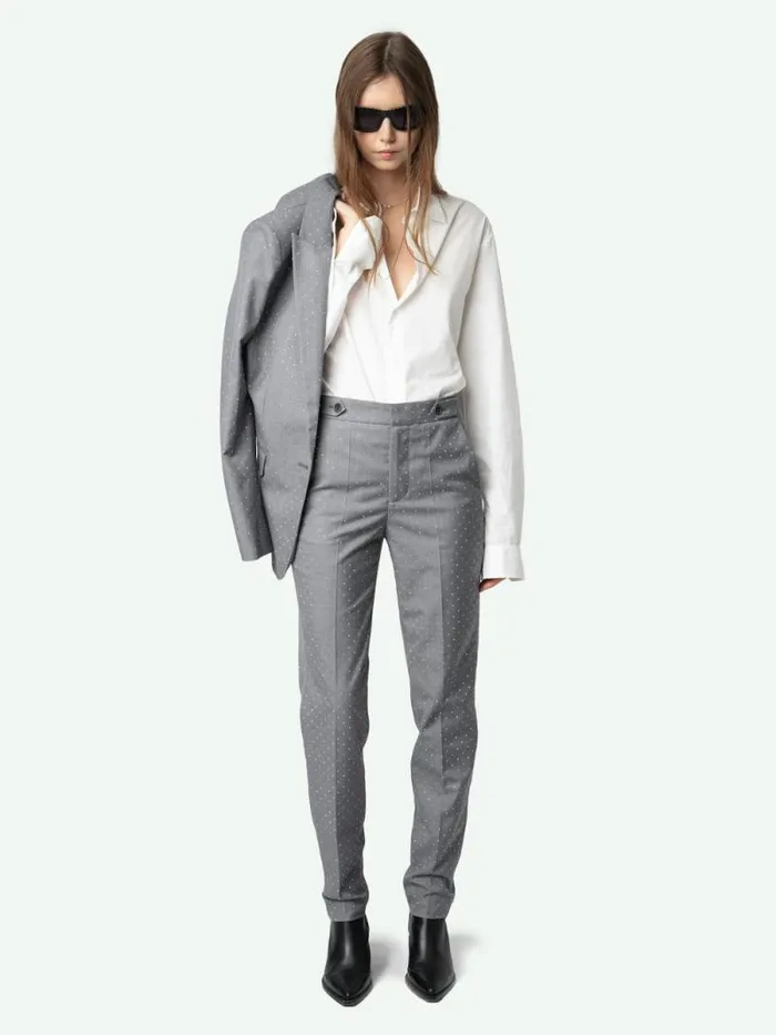 Women Zadig and Voltaire Suiting Panny Pants Gris Chine