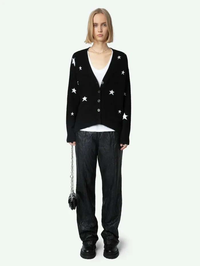 Women Zadig and Voltaire Sweaters and Cardigans Mirka Stars Cashmere Cardigan Black