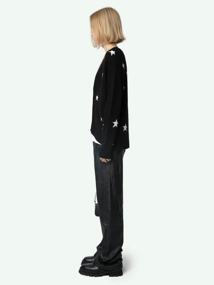 Women Zadig and Voltaire Sweaters and Cardigans Mirka Stars Cashmere Cardigan Black Women Zadig and Voltaire Sweaters and Cardigans Mirka Stars Cashmere Cardigan Black